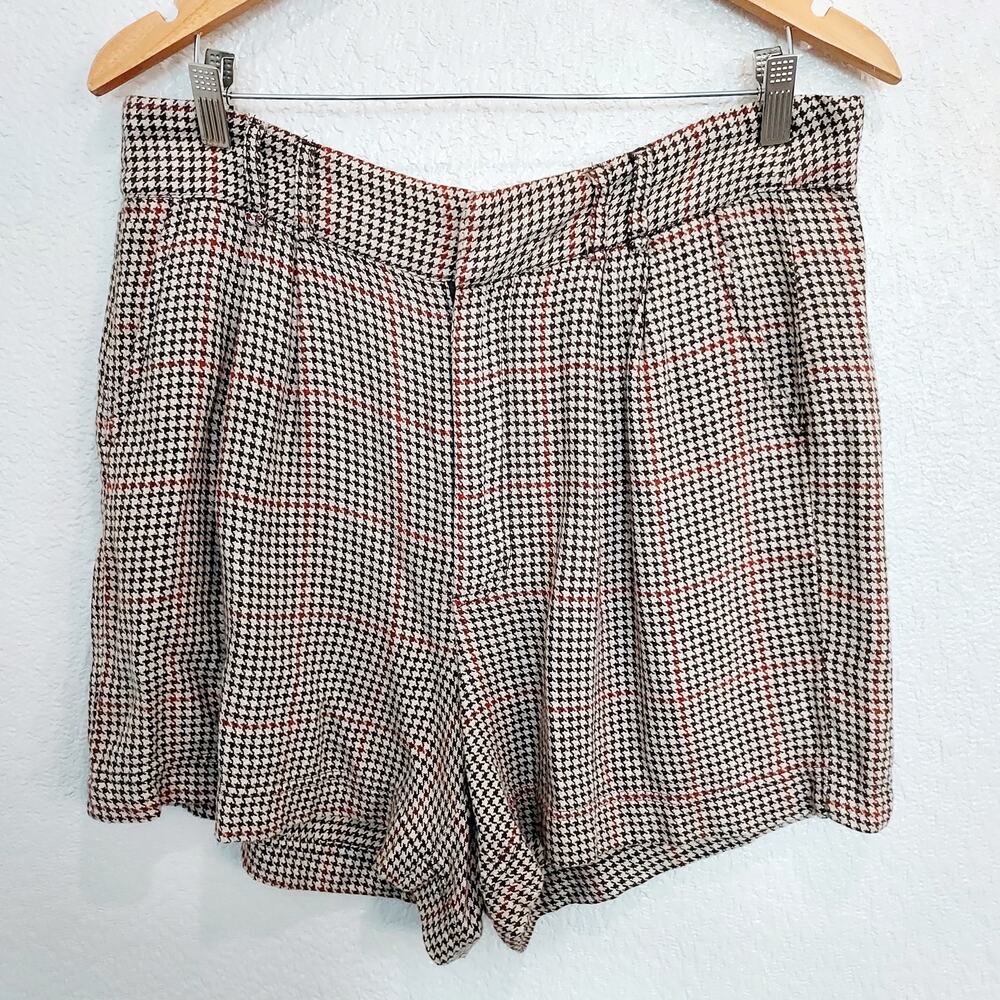 Free People Brown Herringbone Linen Blend Shorts Size 10